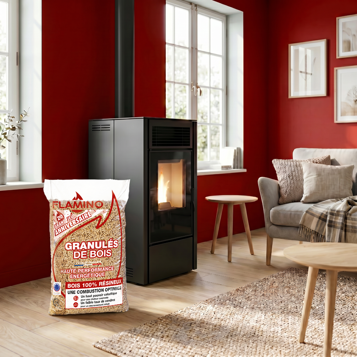 Granulés de bois FLAMINO 72 sacs de 15KG — vue 2
